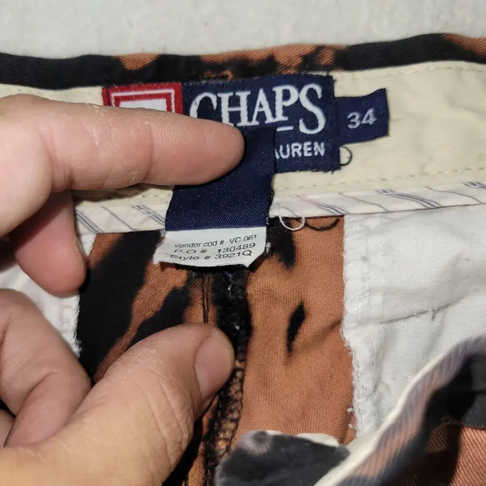 Vintage Chaps Ralph Lauren Shorts Mens Sz 34 Black Paint Grunge Y2k Bleached